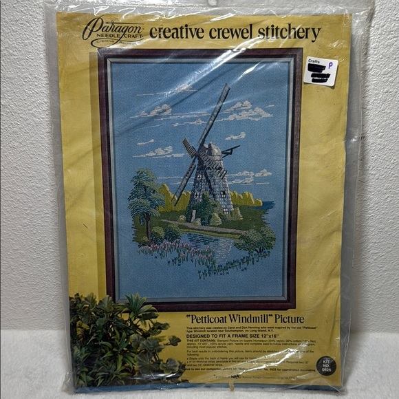 'Petticoat Windmill' Crewel Embroidery Picture Stitching Kit - Picture 1 of 7